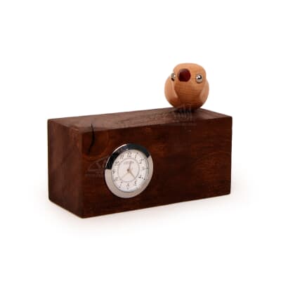 ساعت تراش چوب‏ سایز ‏10‏cm‏ رنگ ‏قهوه ای‏ طرح ‏پرنده‏ 